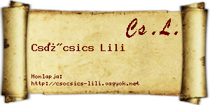 Csócsics Lili névjegykártya